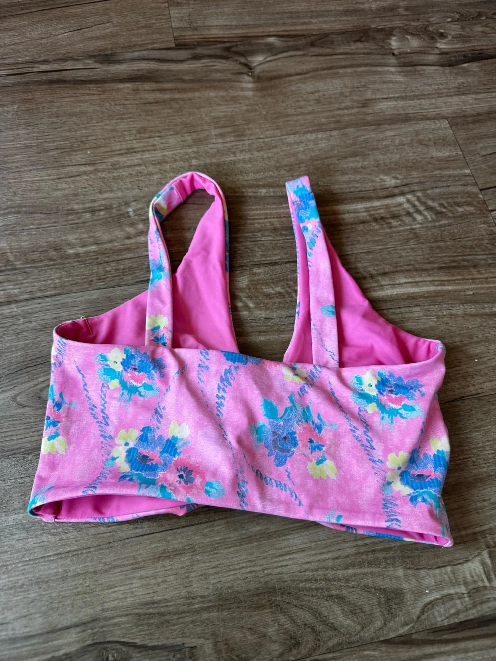 Love shack fancy x beach riot pink floral sports bra top size M